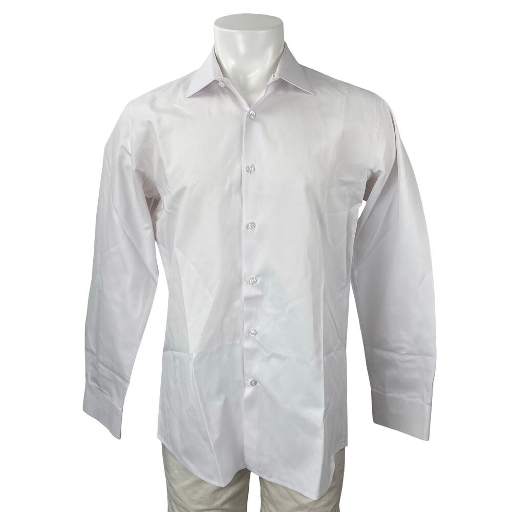 TMG Italy Men's White Career Long Sleeve Button Down Dress Shirt Top Size 16